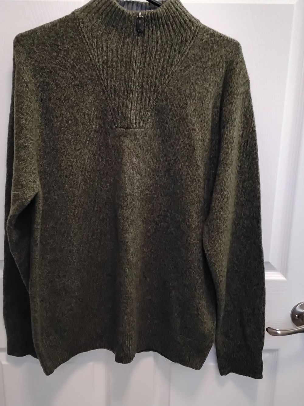 Hudson North Men's Lambswool Blend Half Zip Sweater Olive Green SIZE M